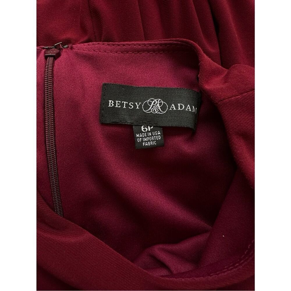 BETSY & ADAM Petite Cap Sleeve Gathered Gown Deep Burgundy Size 6P - Picture 6 of 17